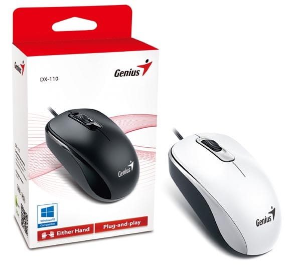 Genius Mysz DX-110, 1000DPI, optyczna, 3kl., 1 scroll, przewodowa USB, biała