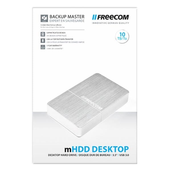 Freecom zewnętrzny dysk twardy, mHDD Desktop Drive, 3.5", USB 3.0 (3.2 Gen 1), 10TB, 56403, srebrny