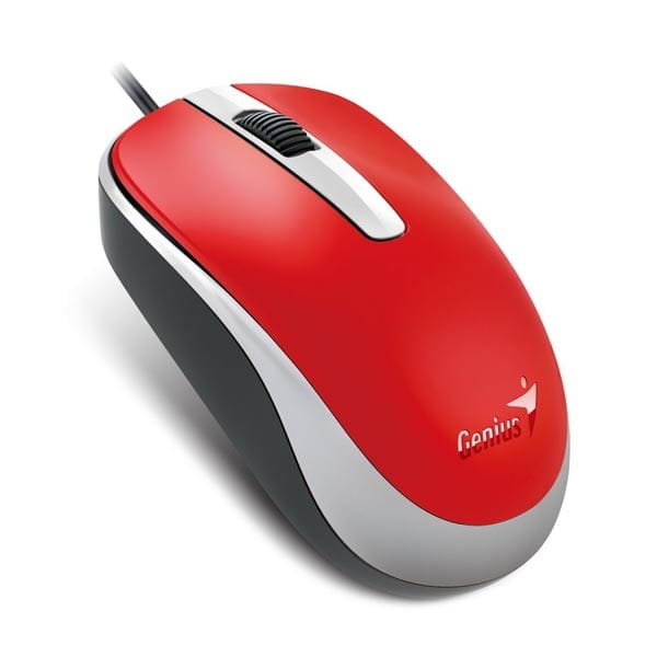 Genius Mysz DX-120, 1200DPI, optyczna, 3kl., 1 scroll, przewodowa USB, czerwona, standardowy, uniwersalny