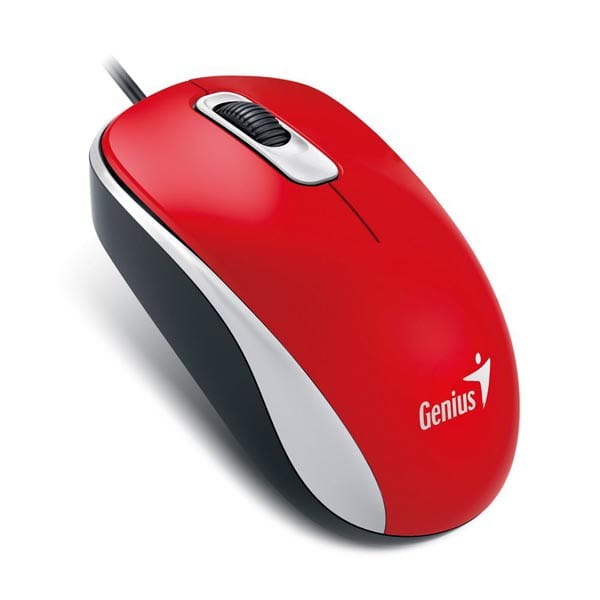 Genius Mysz DX-110, 1000DPI, optyczna, 3kl., 1 scroll, przewodowa USB, czerwona, standardowy, uniwersalny