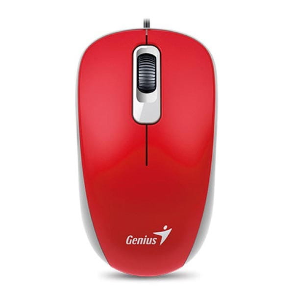 Genius Mysz DX-110, 1000DPI, optyczna, 3kl., 1 scroll, przewodowa USB, czerwona, standardowy, uniwersalny