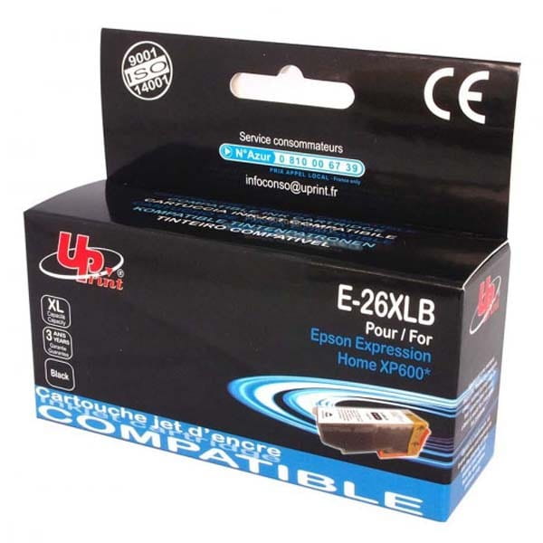 UPrint kompatybilny ink / tusz z C13T26214010, T262140, 26XL, black, 500s, 25ml, E-26XLB, dla Epson Expression Premium XP-800, XP-