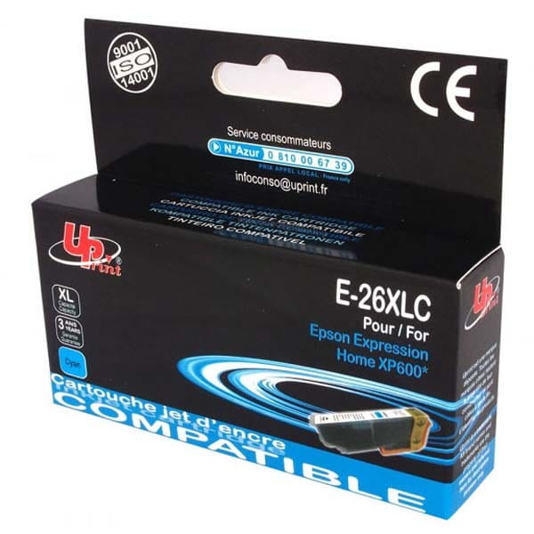 UPrint kompatybilny ink / tusz z C13T26324010, T263240, 26XL, cyan, 700s, 15ml, E-26XLC, dla Epson Expression Premium XP-800, XP-7