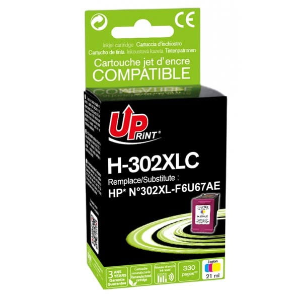 UPrint kompatybilny ink / tusz F6U67AE, z F6U67AE, HP 302XL, color, 400s, 18ml, H-302XLCL, dla HP OJ 3830,3834,4650, DJ 2130,3630,