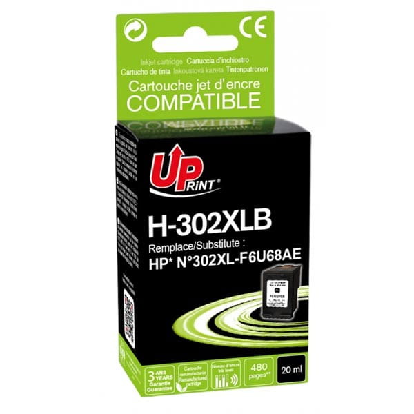 UPrint kompatybilny ink / tusz z F6U68AE, HP 302XL, black, 480s, 20ml, H-302XLB, dla HP OJ 3830,3834,4650, DJ 2130,3630,1010, Envy