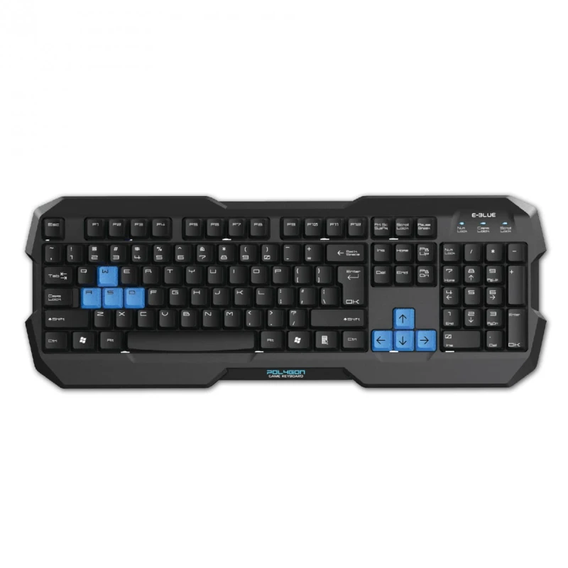 E-BLUE Polygon, Zestaw klawiatur z myszką Cobra II, US, do gry, z podkładką Mazer Marface S typ przewodowa (USB), czarno-niebieski