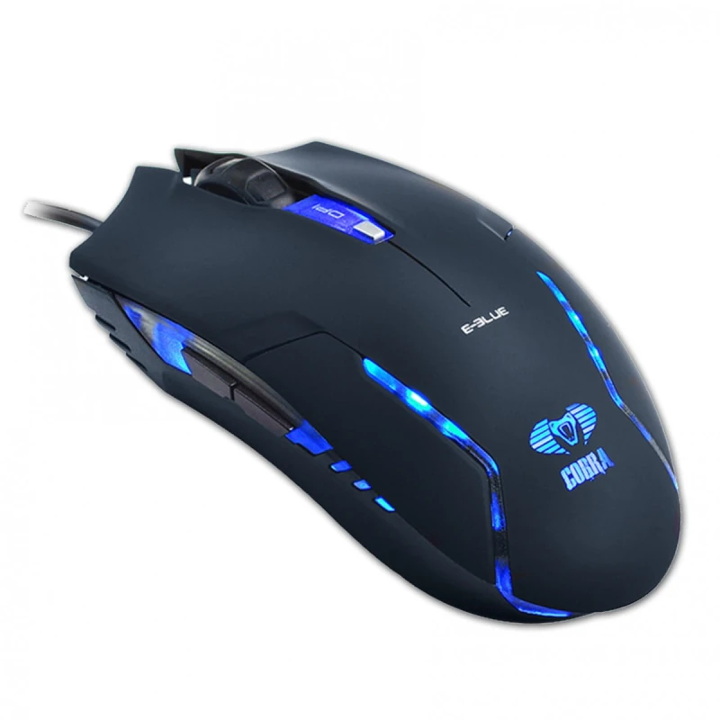 E-BLUE Polygon, Zestaw klawiatur z myszką Cobra II, US, do gry, z podkładką Mazer Marface S typ przewodowa (USB), czarno-niebieski