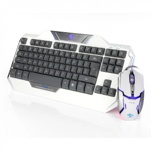 E-blue Auroza, zestaw klawiatura z optyczną mysz do gier, US, do gry, przewodowa (USB), biała