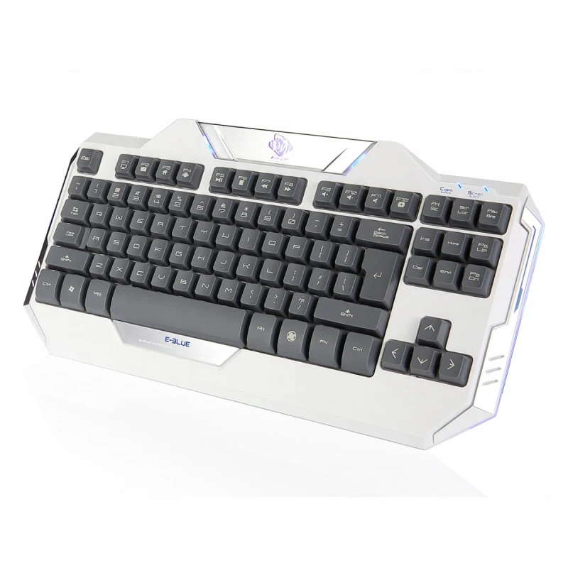 E-BLUE Auroza, Zestaw klawiatur z optyczną mysz do gier, US, do gry, przewodowa (USB), biała
