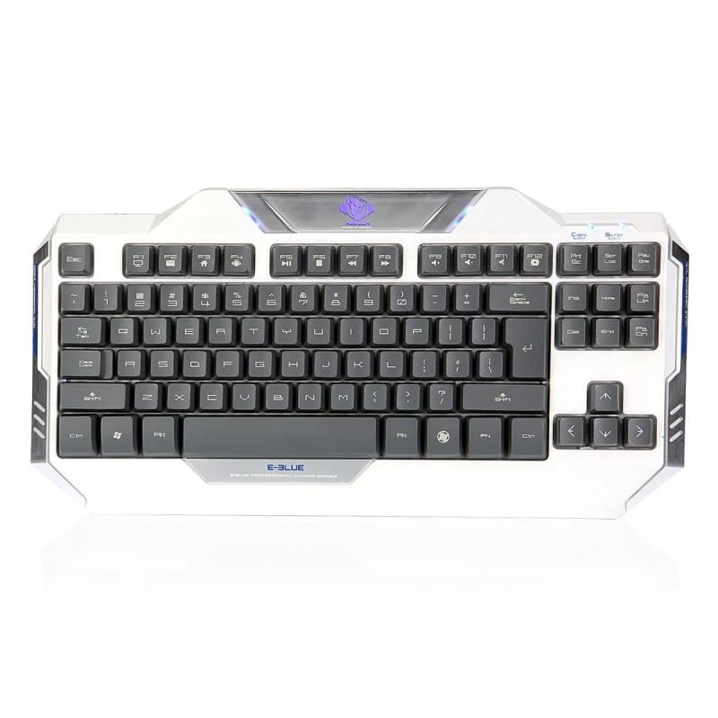 E-BLUE Auroza, Zestaw klawiatur z optyczną mysz do gier, US, do gry, przewodowa (USB), biała
