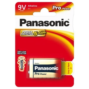 Bateria alkaliczna, 6LF22, 6LR61, 6LF22, 9V, Panasonic, blistr, 1-pack, 6LF22PPG/1BP, Pro Power