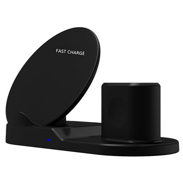 Bezprzewodowa ładowarka 3v1, do telefonów,  Apple Watch, czarna, 5/9V, 15W, Qi