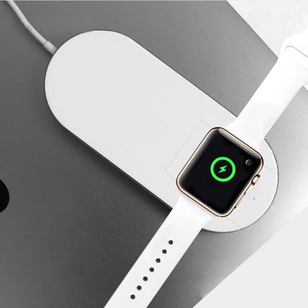 ładowarka bezprzewodowa 2 w 1, do telefonów i Apple Watch, biała, 5V, 10W, Qi