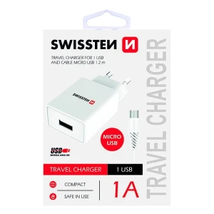 SWISSTEN Zasilacz / sieciowy adapter 5W, 1 port, USB-A, kabel microUSB