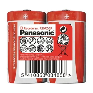 Bateria cynkowo-węglowa, D (R20), ogniwo typ D, 1.5V, Panasonic, Folia, 2-pack