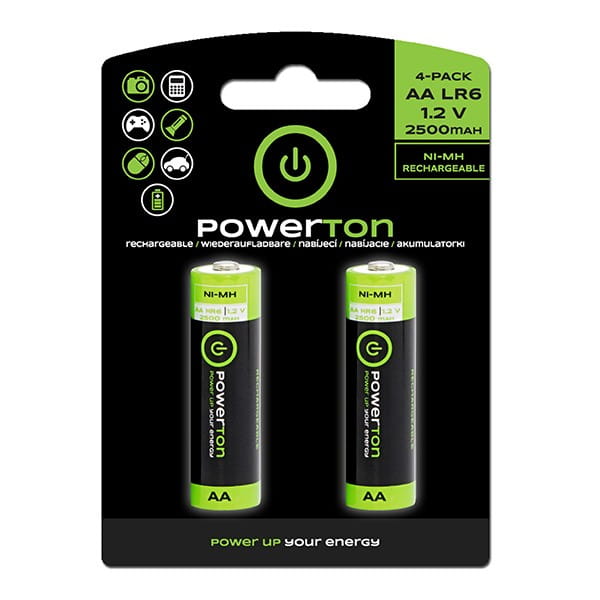 Akumulatorki, AA (HR6), 1.2V, 2500mAh, Powerton, box, 10x2-pack, PROMO 2-pack 9+1 (18+2 szt)