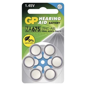 Bateria cynkowo-powietrzna., ZA675, PR44, AC675, DA675, do aparatów słuchowych, 1.4V, GP, blistr, 6-pack