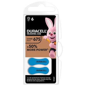 Bateria cynkowo-powietrzna., ZA675, PR44, AC675, DA675, do aparatów słuchowych, Duracell, blistr, 6-pack, 42434